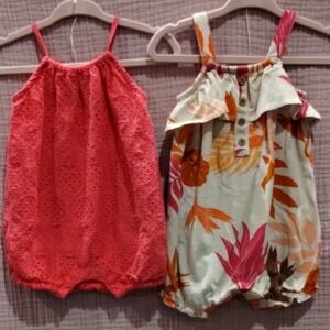 Carter's & Old Navy Coral Eyelet and Floral Romper Set